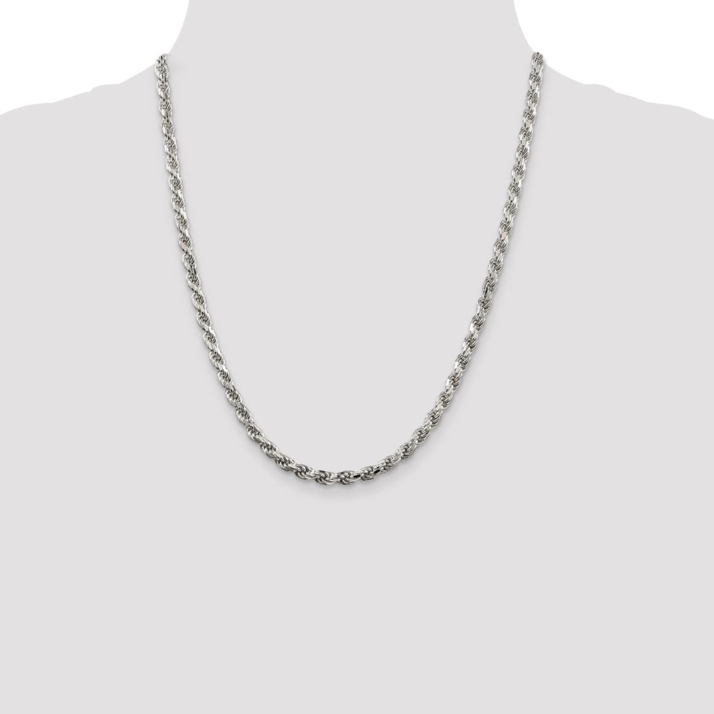 Sterling Silver 4.6mm Diamond-cut Rope Chain 22 Inches