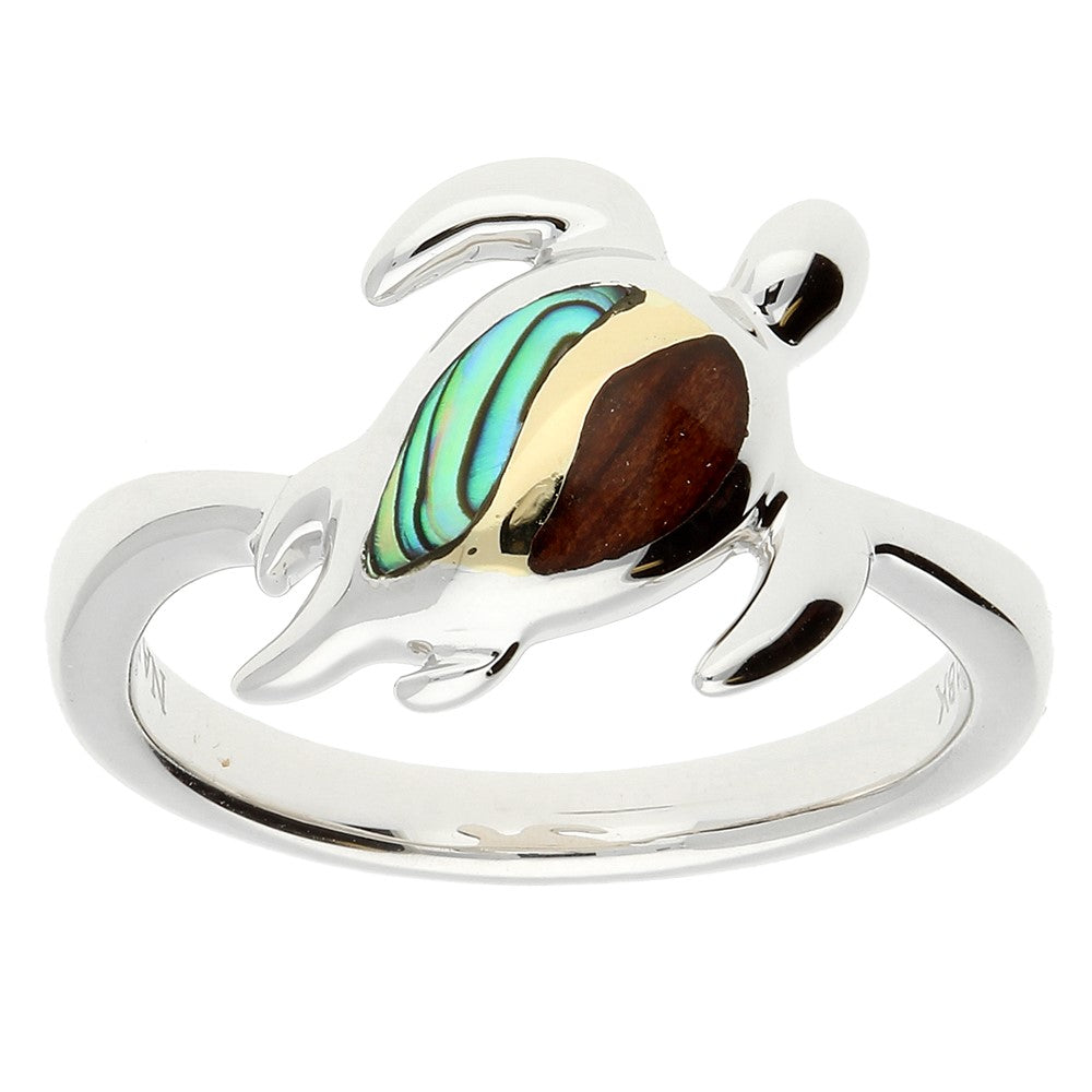 LDS SIL/18KYG DBL INLAY HONU RING