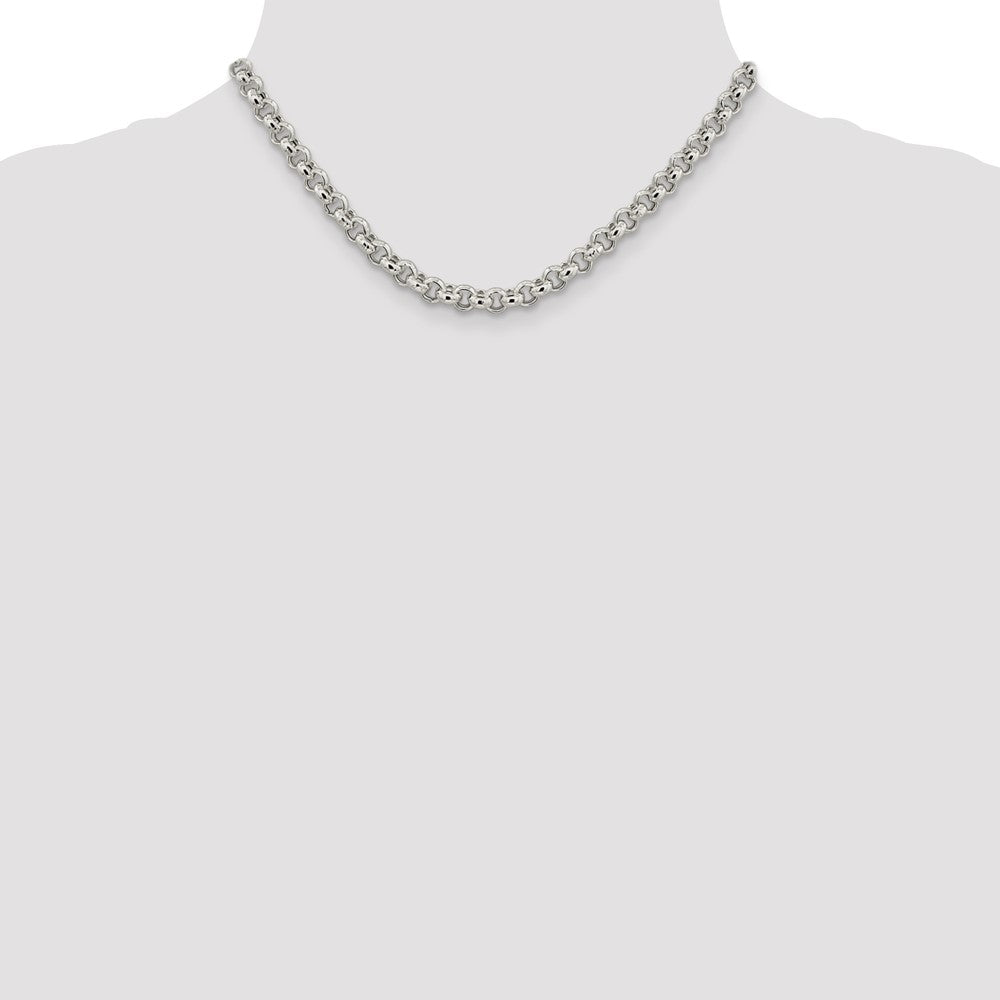 Sterling Silver 6.5mm Semi-solid Rolo Chain 16 Inches
