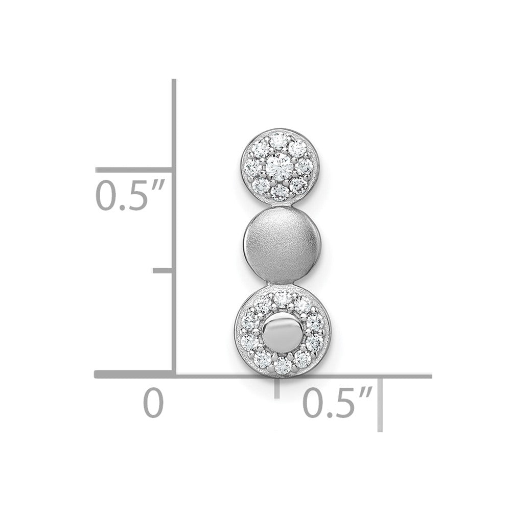 Sterling Silver Rhodium-plated Polished and Satin CZ 3-Circles Chain Slide Pendant