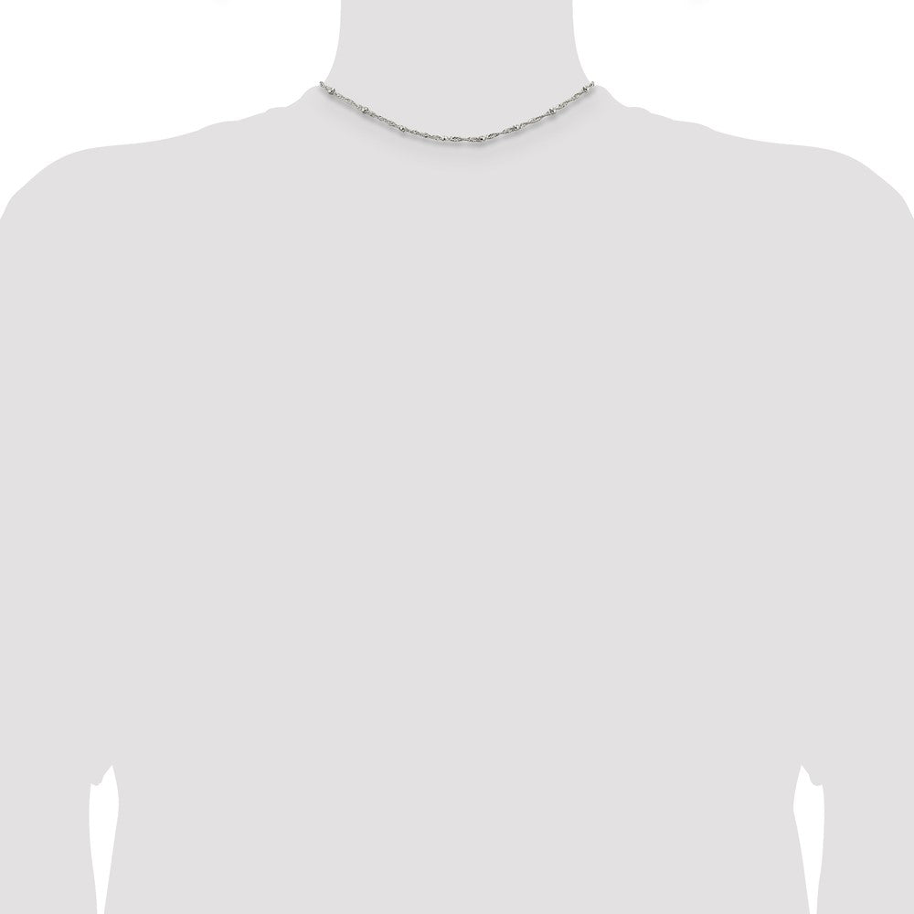 Sterling Silver 2.5mm Singapore w/ Beads Chain 14 Inches
