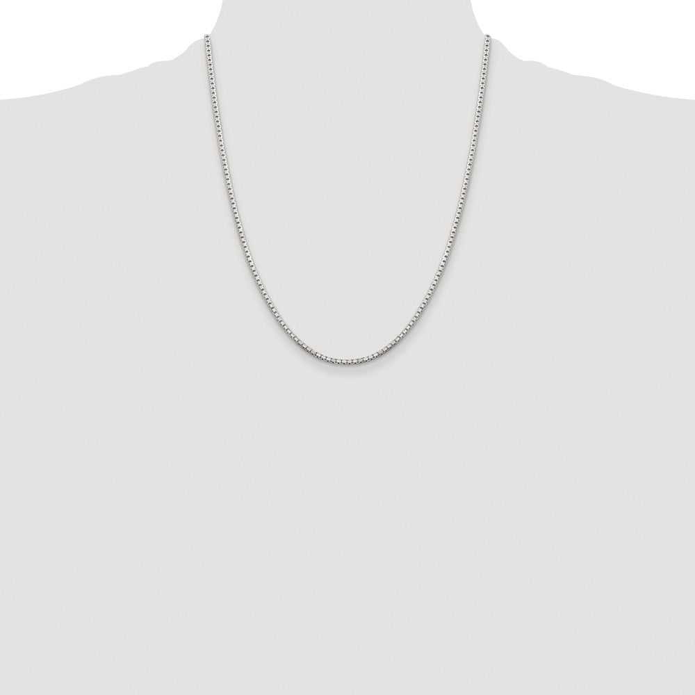 Sterling Silver Rhodium-plated 2mm 8 Sided Diamond-cut Box Chain