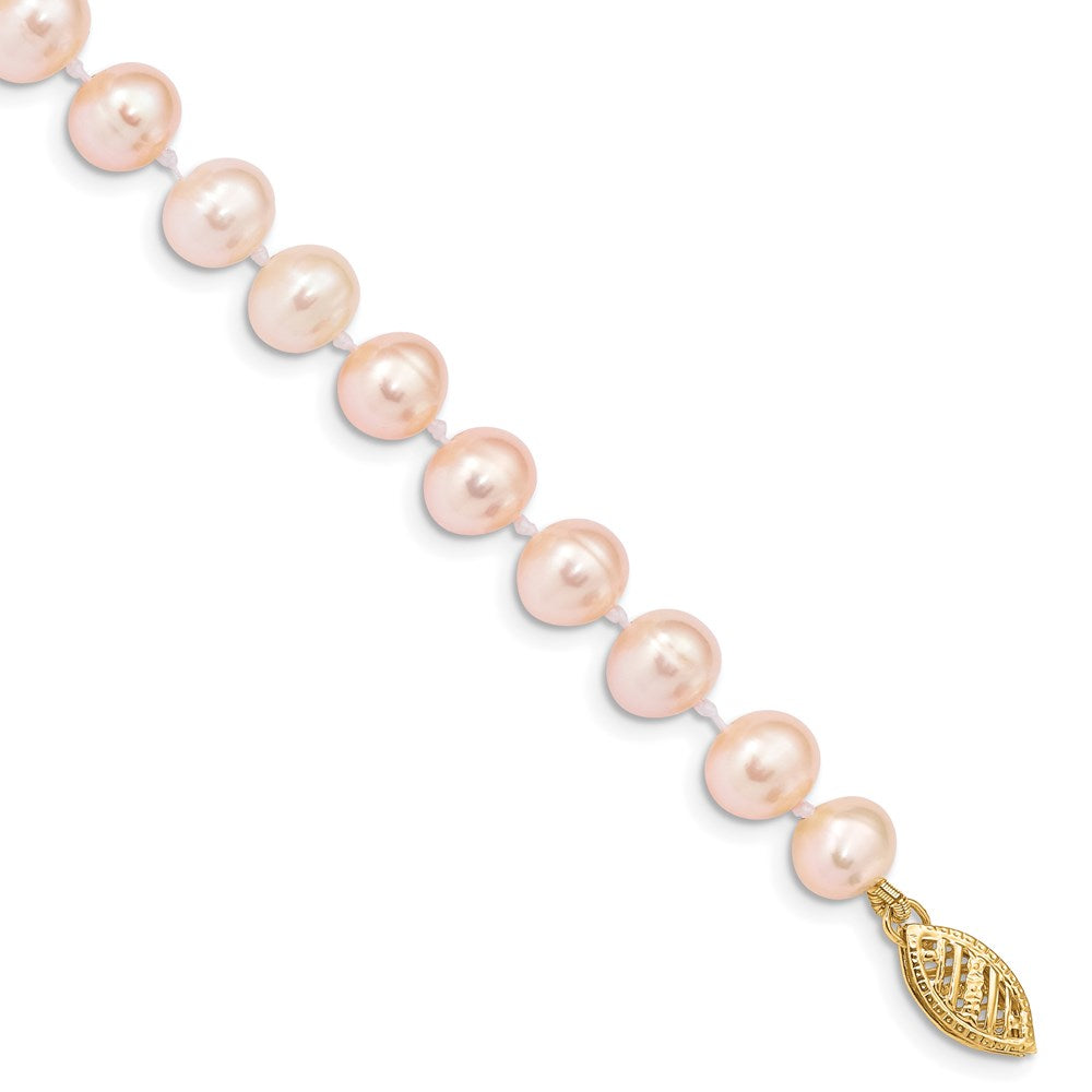 14k 6-7mm Pink Near-Round Freshwater Cultured Pearl 7.5 inch Bracelet 7.5 inches