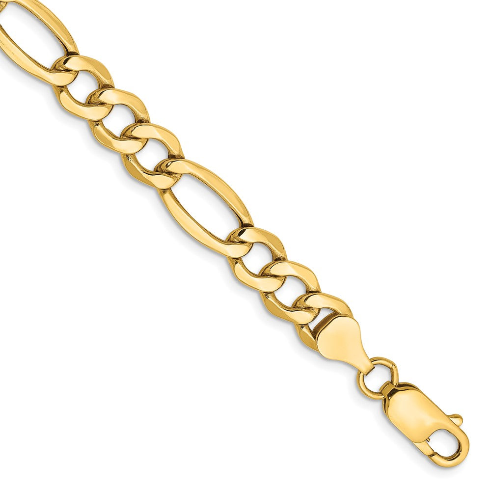 14K 8 inch 7.3mm Semi-Solid Figaro with Lobster Clasp Bracelet 8 inches