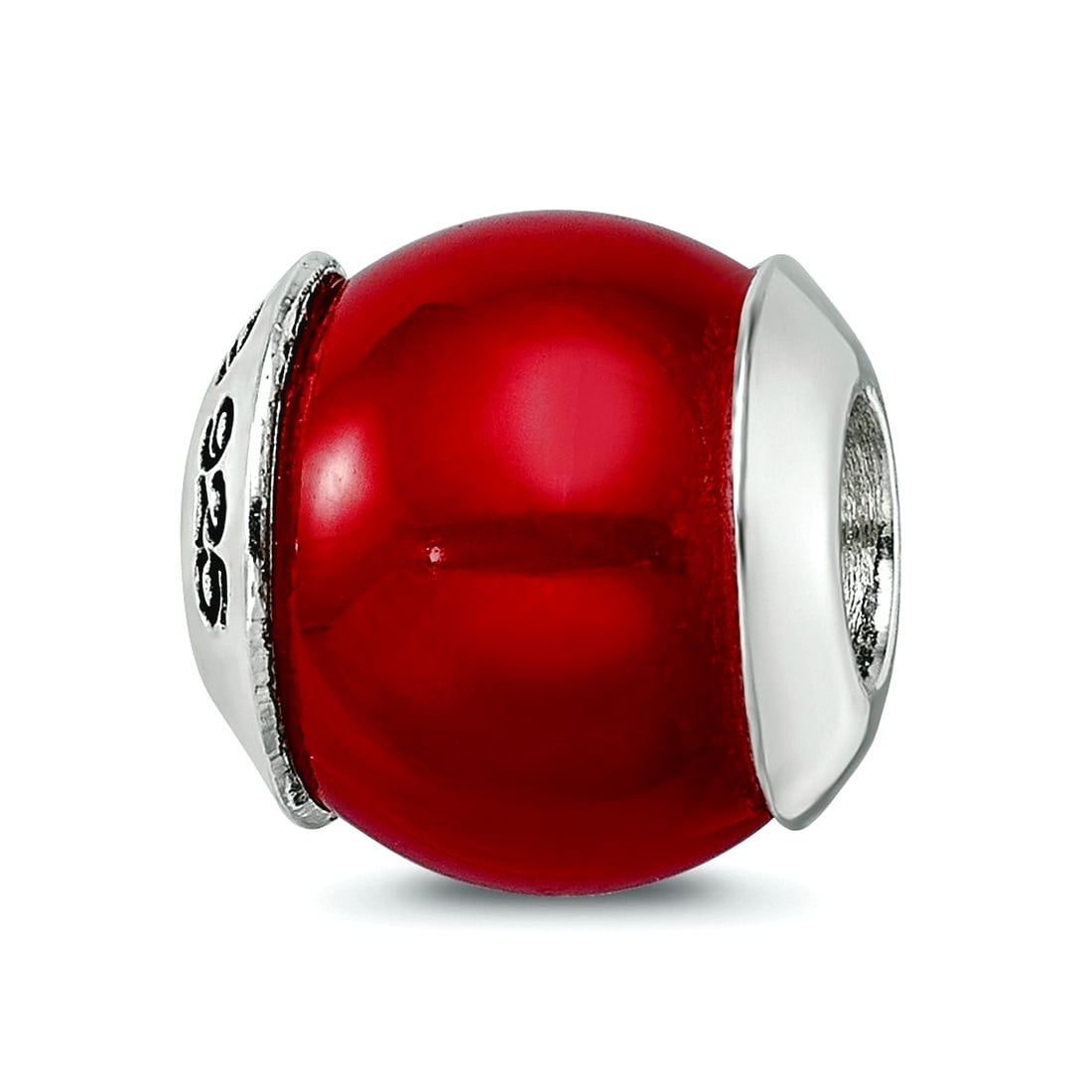 Sterling Silver Reflections Red Quartz Stone Bead