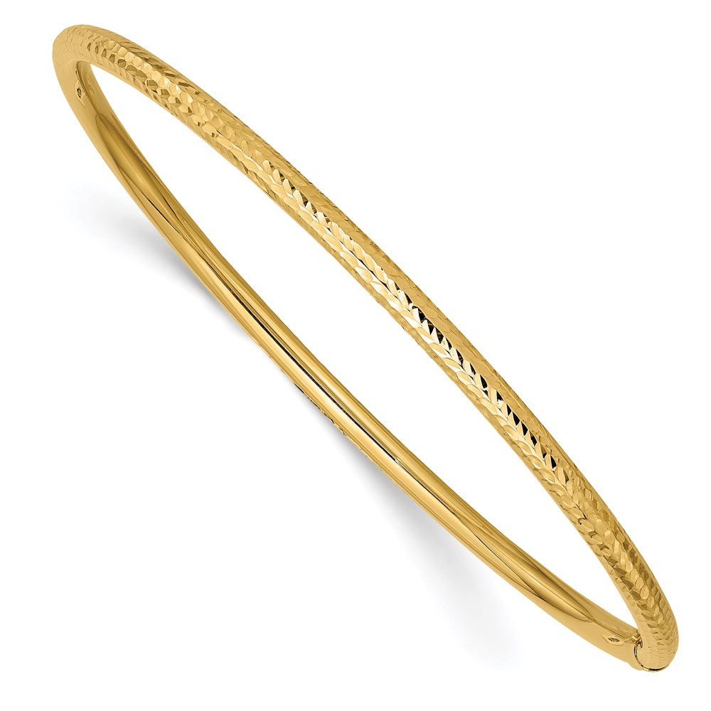 14k 3mm Diamond-cut Tube Slip-on Bangle 8 inches