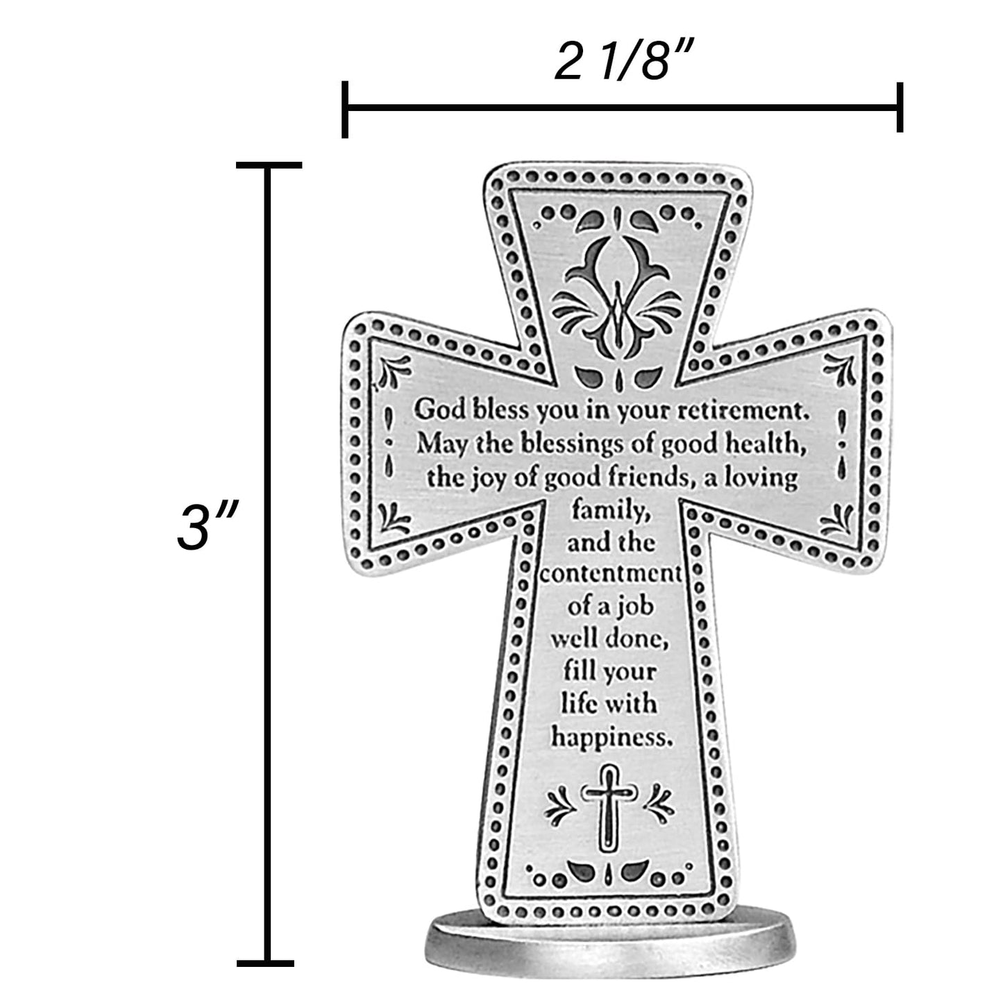 Cathedral Art Silver-tone Retirement Standing Cross, 3 in
