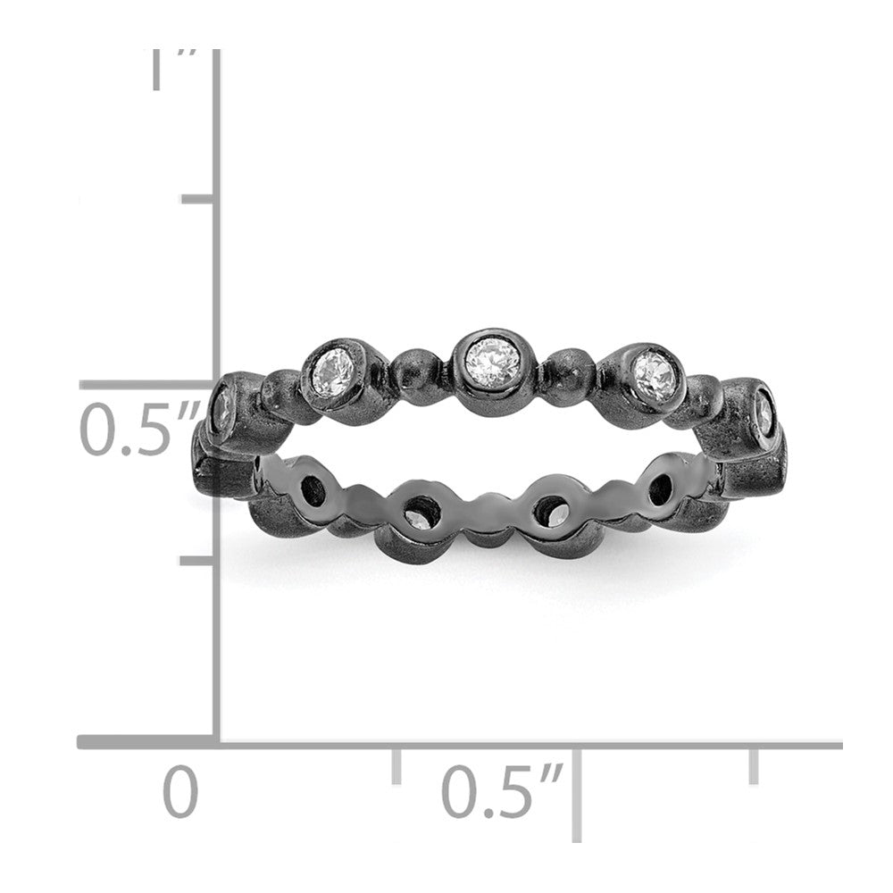 Sterling Silver Black Rhodium-plated CZ Ring