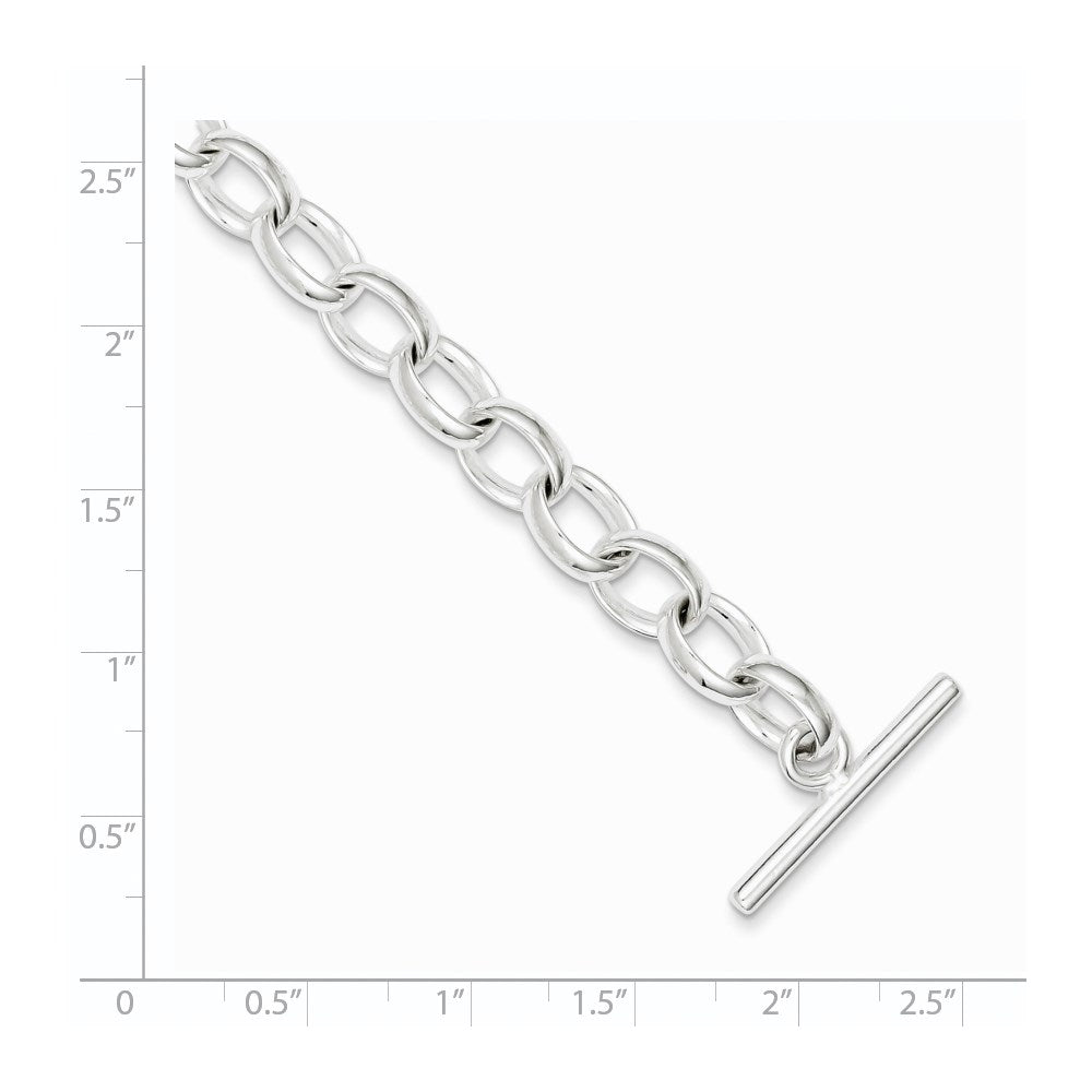 Sterling Silver 7.75inch Polished Fancy Link Toggle Bracelet
