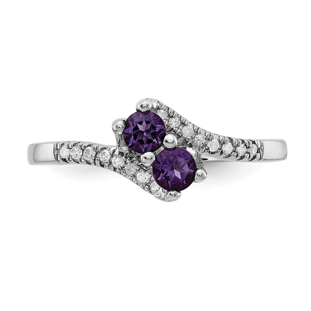 Sterling Silver Amethyst & Diamond Ring