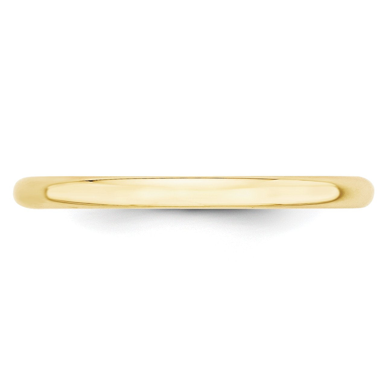 10k Yellow Gold 2mm Lightweight Half Round Wedding Band Size 14