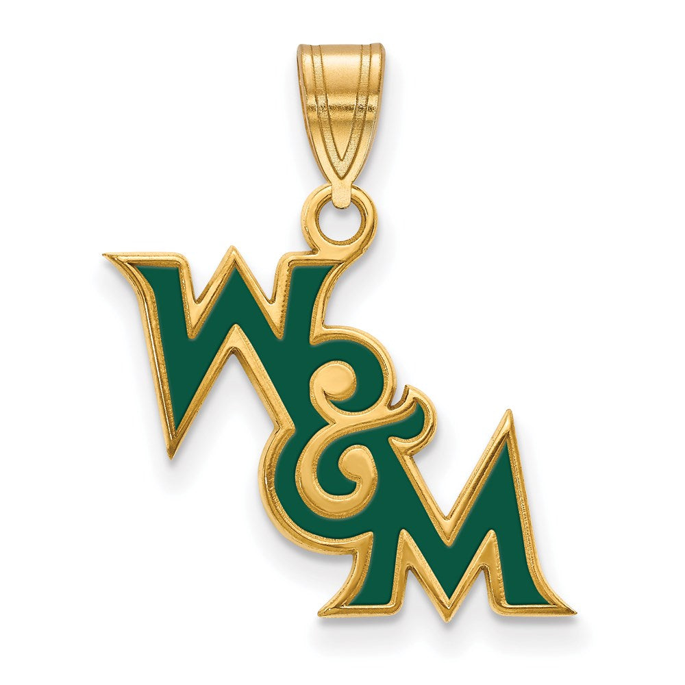 Sterling Silver Gold-plated LogoArt College of William and Mary Medium Enameled Pendant QGP017WMA