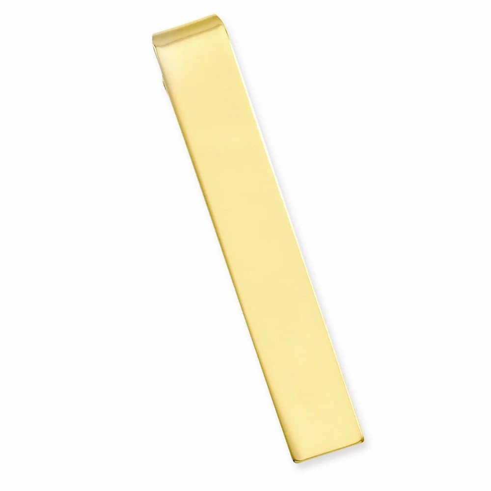 Gold Plated Solid Engravable (front only) Polished Tie Bar 53x9mm Wide-Tie Clip for Men