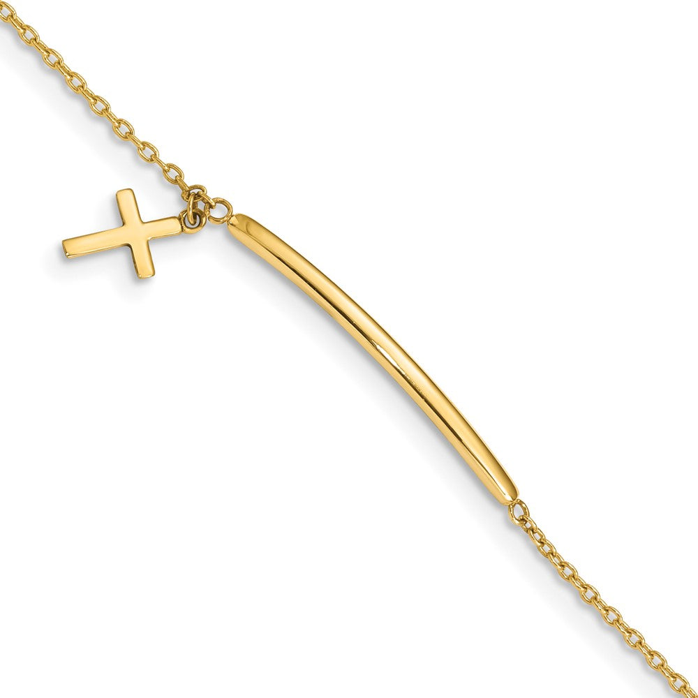 14K Children's Polished Dangle Cross w/.5in ext. Bracelet 5.5 inches