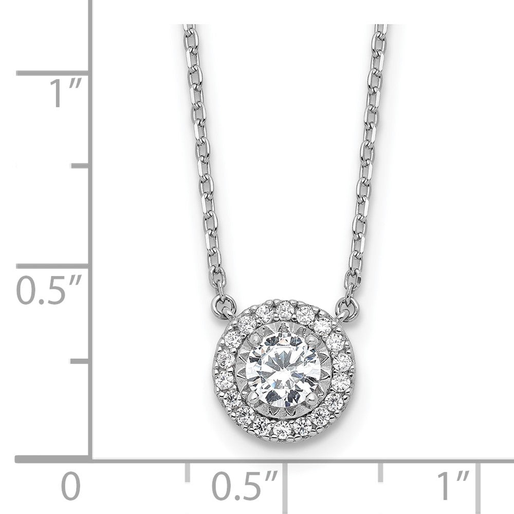 Sterling Shimmer Sterling Silver Rhodium-plated CZ 19 Stone 16 inch with 2 inch extender Round Necklace 16 Inches