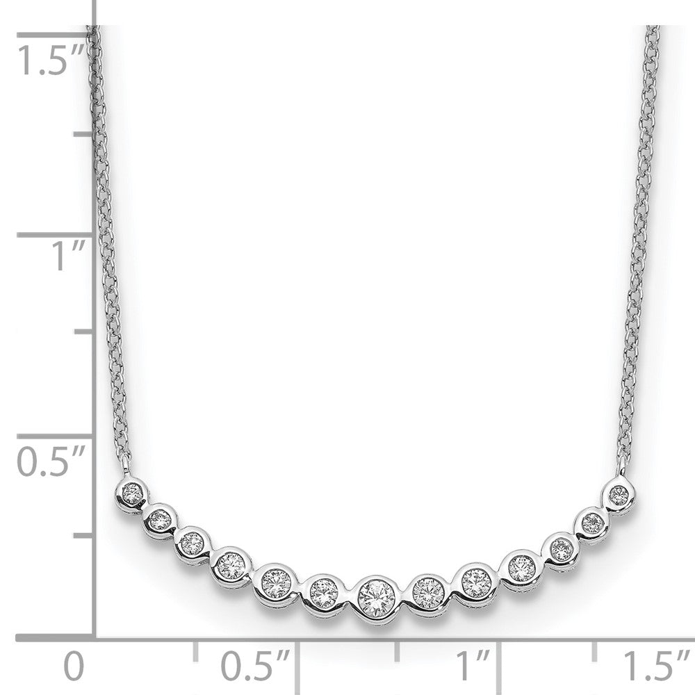 True Origin 14K White Gold 1/4 carat Lab Grown Diamond VS D E F 18 inch Graduated Curved Bar Necklace