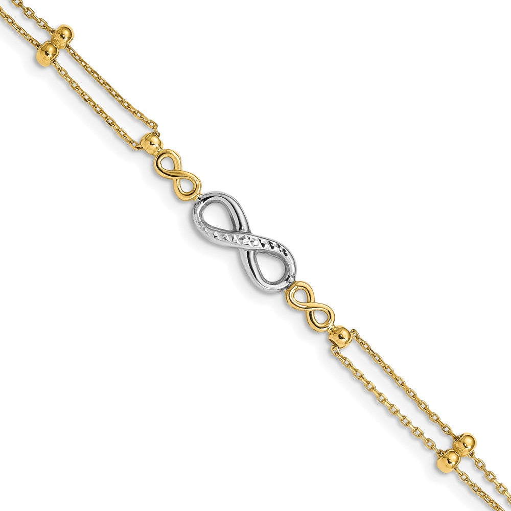 14K Two-tone Polished D/C Multi-Strand Infinity Bracelet 7.5 inches