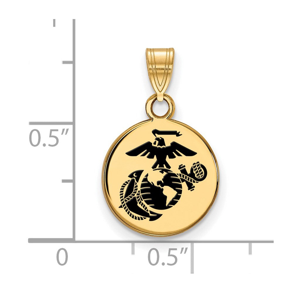 Gold Plated SS Small U.S. Marine Corps Epoxied Disc Pendant