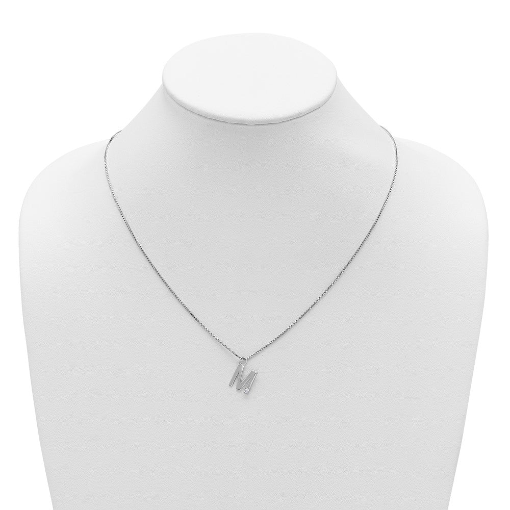 White Ice Sterling Silver Rhodium-plated 18 inch Diamond Letter M Initial Necklace plus 2 inch Extender 18 Inches