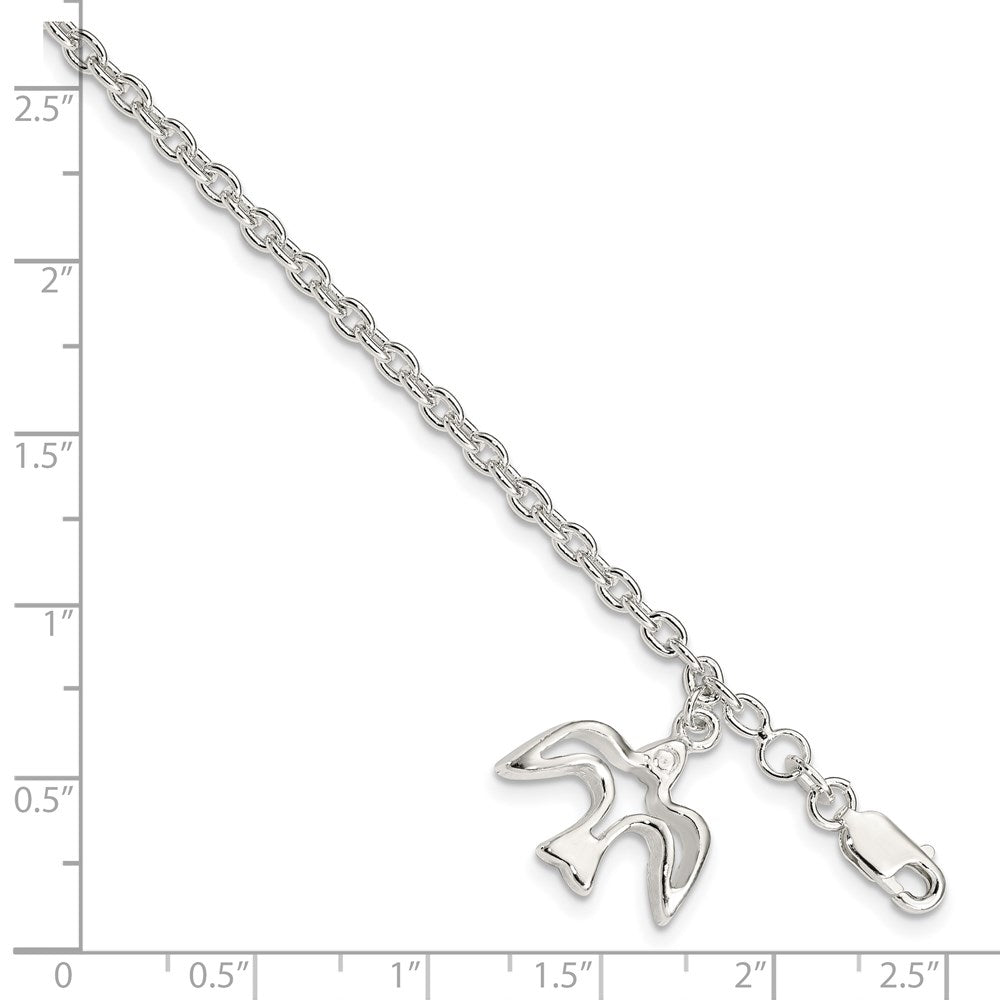 Sterling Silver Dove Charm Bracelet 7 inches