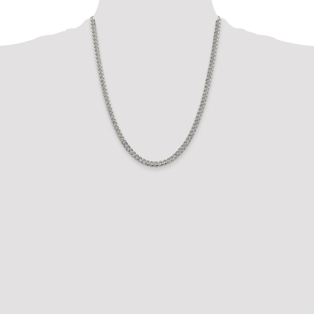 Sterling Silver 4.5mm Pave Curb Chain 22 Inches