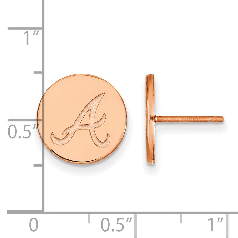 SS Rose Gold-plated MLB LogoArt Atlanta Braves Small Disc Earrin