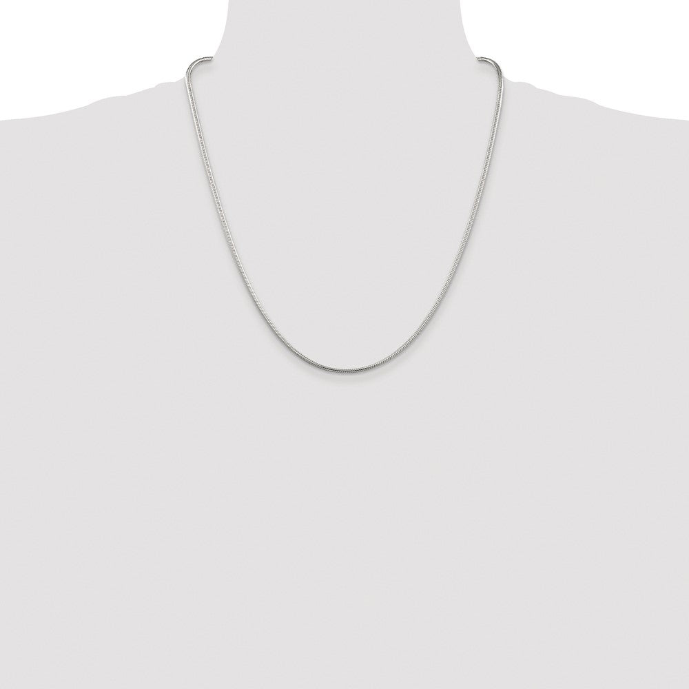 Sterling Silver Rhodium-plated 2mm Snake Chain