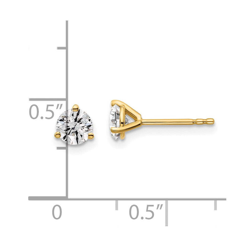 14k Yellow Gold 7/8 ctw Lab Grown Diamond VS+ F+ Round 3 Prong Heavy Wt. Stud Earrings