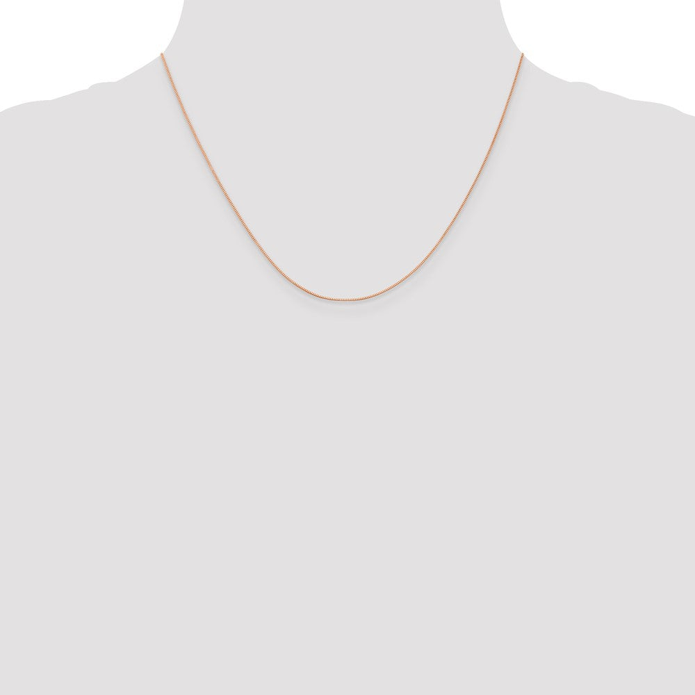 14K Rose Gold .5mm Baby Box with Lobster Clasp Chain