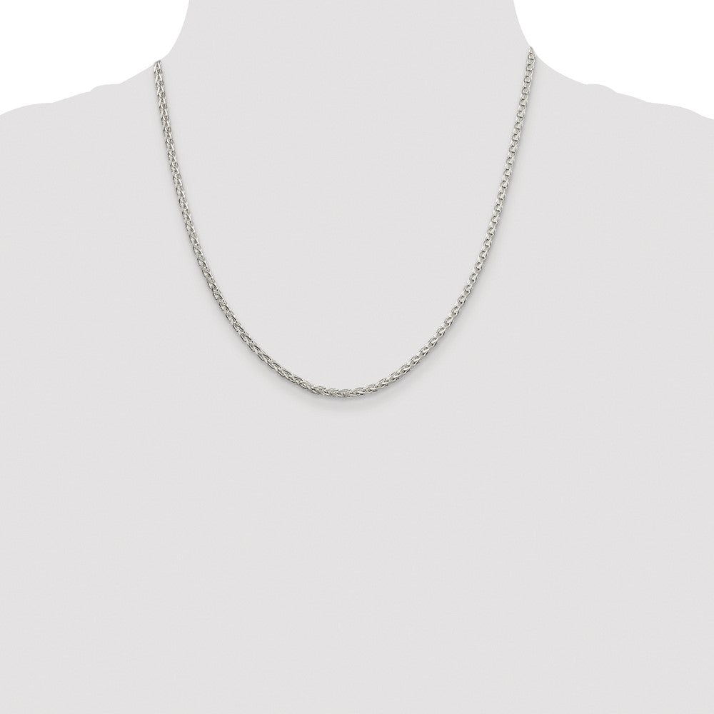 Sterling Silver Rhodium-plated 2.75mm Diamond-cut Spiga Chain