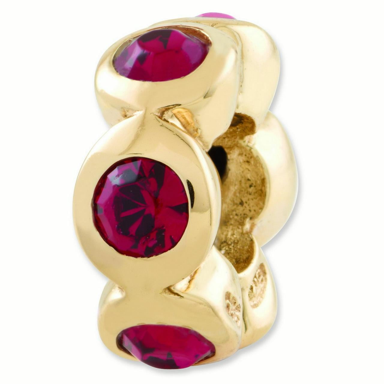Sterling Silver Gold-plated Reflections July Red Preciosa Crystal Bead