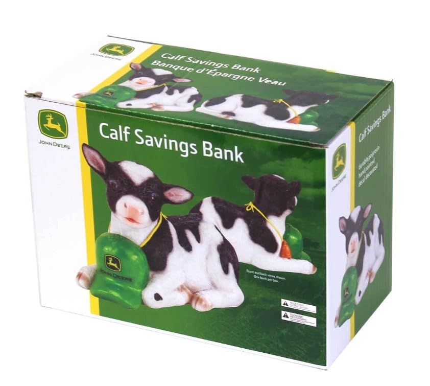 John Deere 6in Polyresin Calf Savings Bank 6988