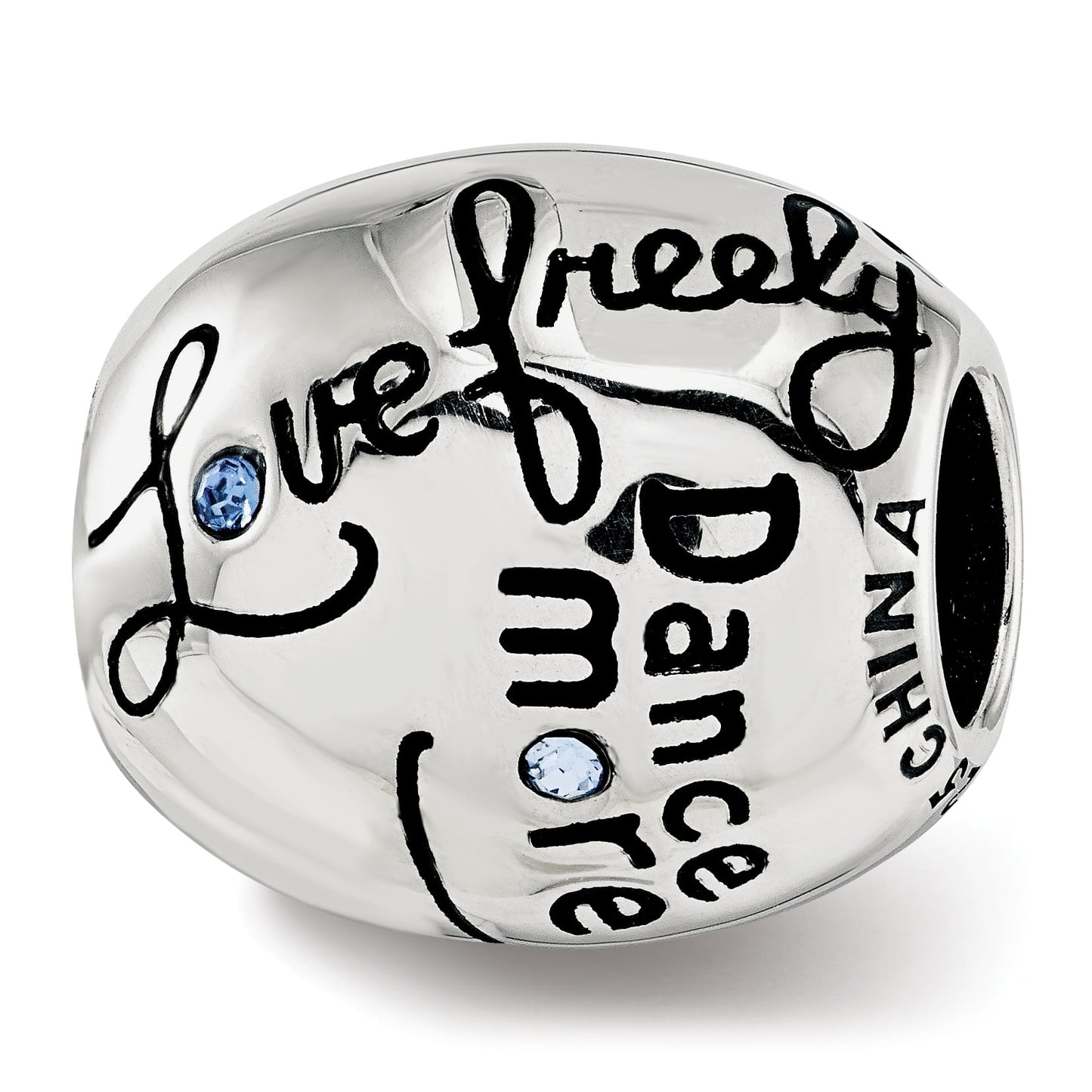 Sterling Silver Reflections Crystals Live Laugh Love Bead