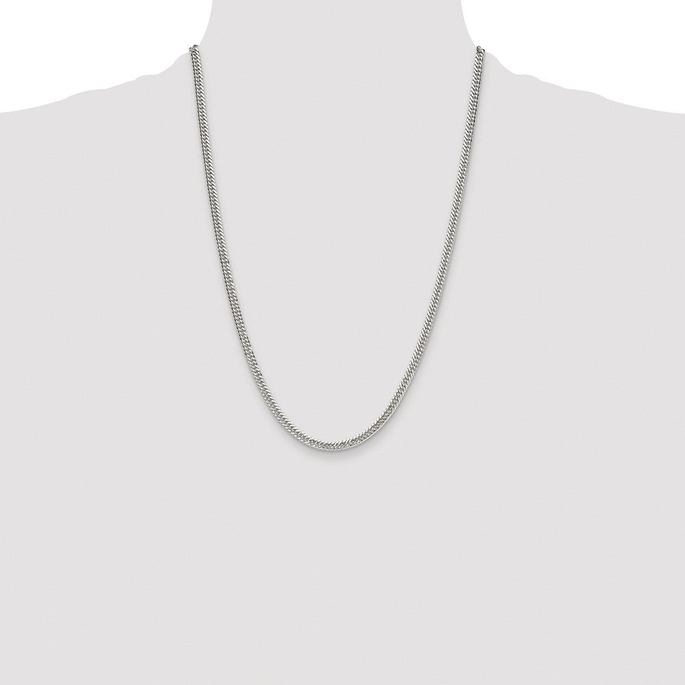 Sterling Silver Rhodium-plated 3.9mm Double Diamond-cut Curb Chain