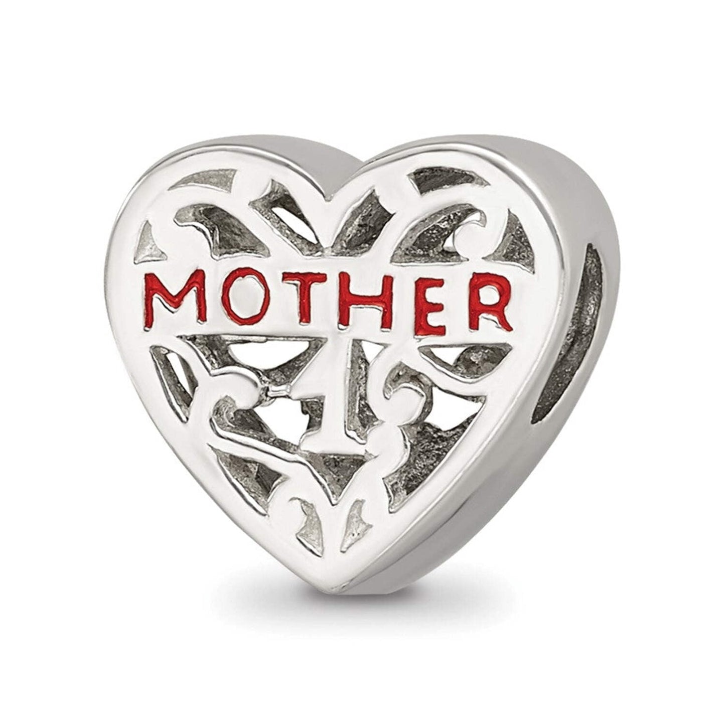 925 Sterling Silver Artisan Oxidized Reflections Enameled Mother Bead Charm 10x10.00mm Wide Pendant Necklace for Women