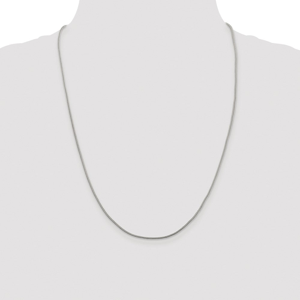 Sterling Silver Rhodium-plated 1.25mm Diamond-cut Round Franco Chain