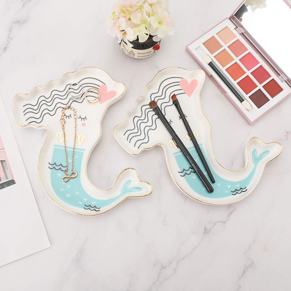 Mermaid Ceramic Trinket Plate and Decorative Jewelry Dish