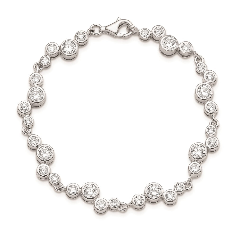 Sterling Silver Rhodium-plated CZ Bracelet 7.5 inches