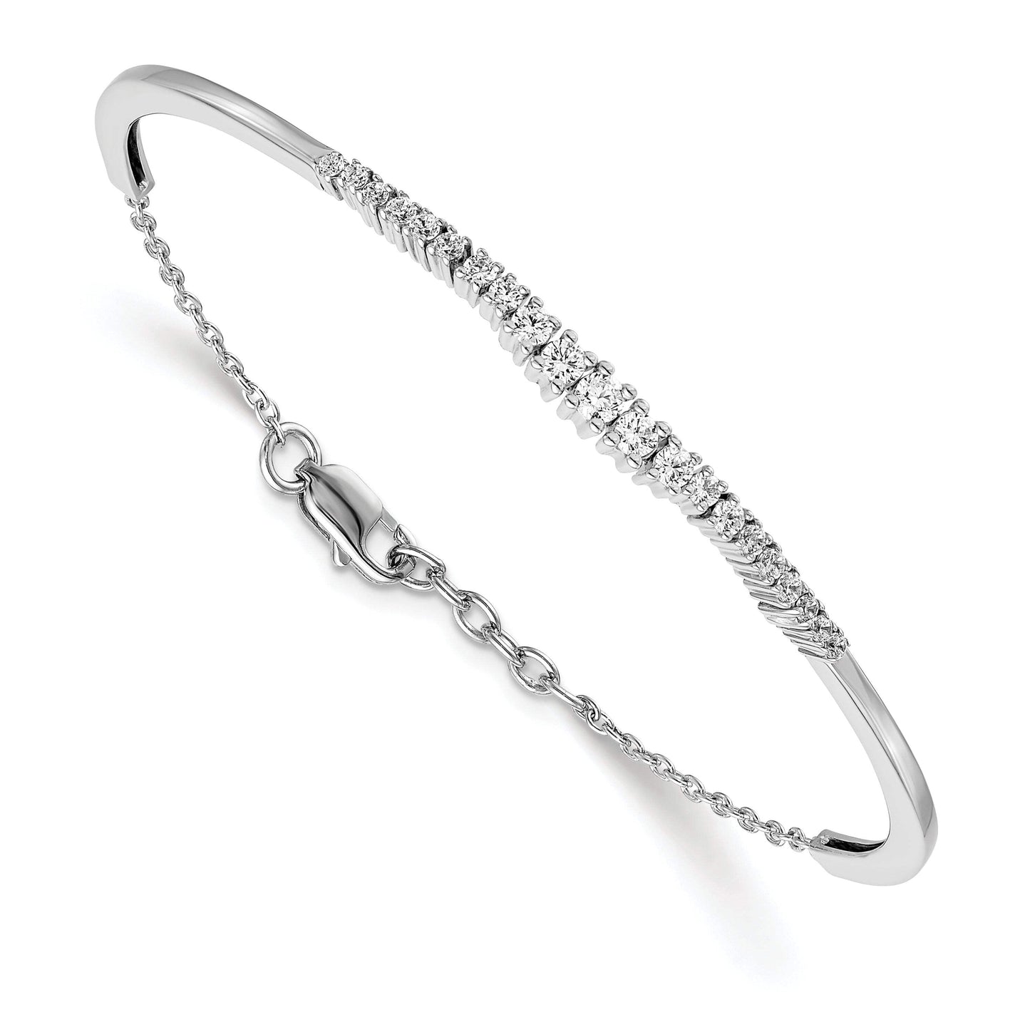 14k White Gold 3/4 carat Lab Grown Diamond VS/SI+ G+ Complete Graduated Bangle Bracelet