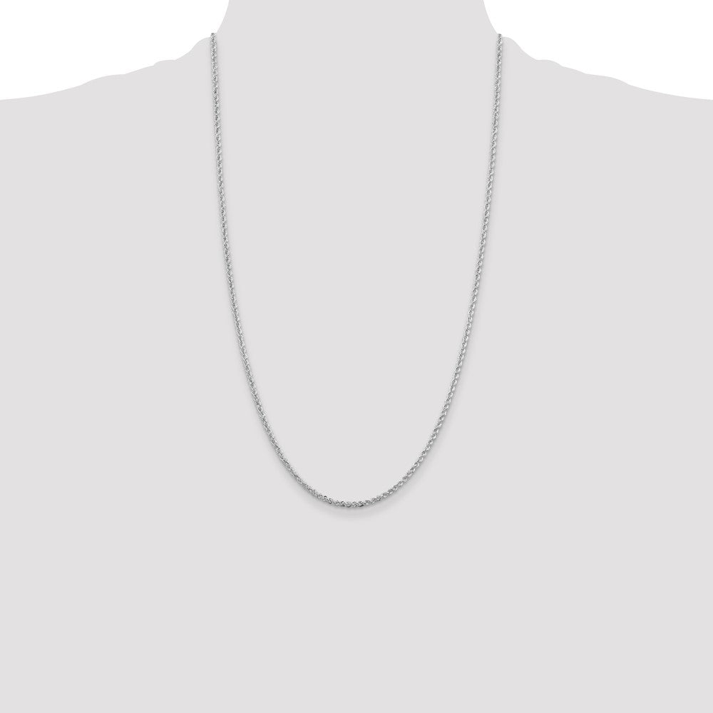 Sterling Silver Rhodium-plated 2.3mm Solid Rope Chain 26 Inches