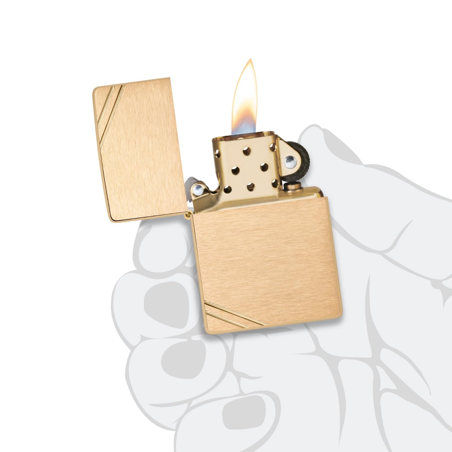 Zippo Vintage Brushed Brass with Slashes Pocket Lighter