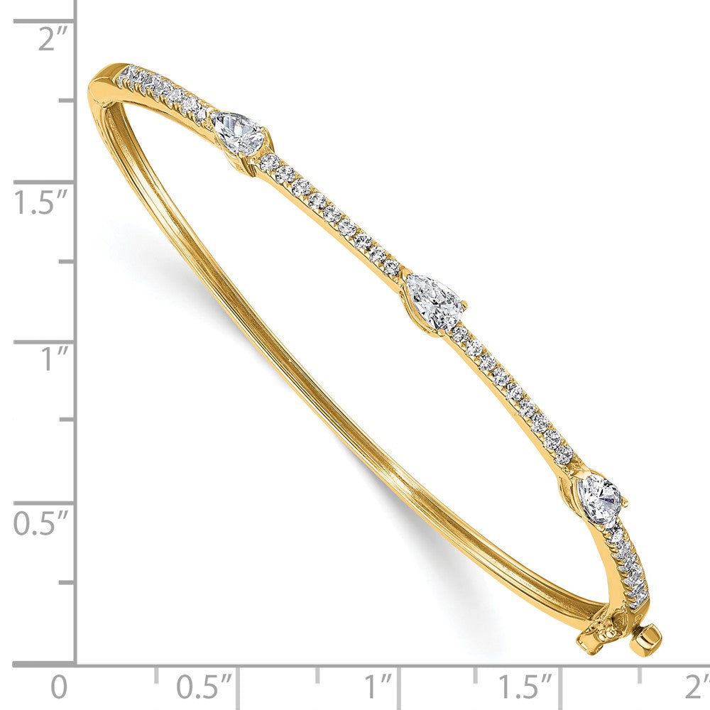 True Origin 14K Yellow Gold 1 3/8 carat Lab Grown Diamond VS+ F+ 6.75 in Complete Hinged Bangle