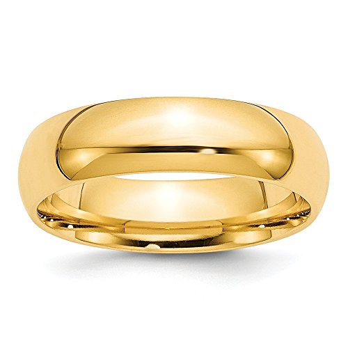 14k Yellow Gold 6mm Standard Weight Comfort Fit Wedding Band Size 5.5