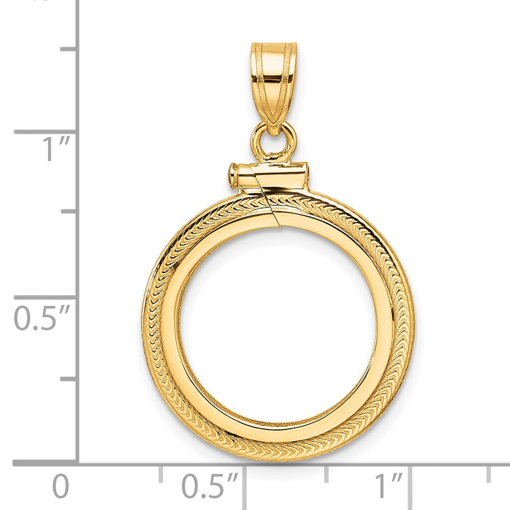 Wideband Distinguished Coin Jewelry 14k Polished Foxtail Chain 16.5mm x 1.35mm Screw Top Coin Bezel Pendant