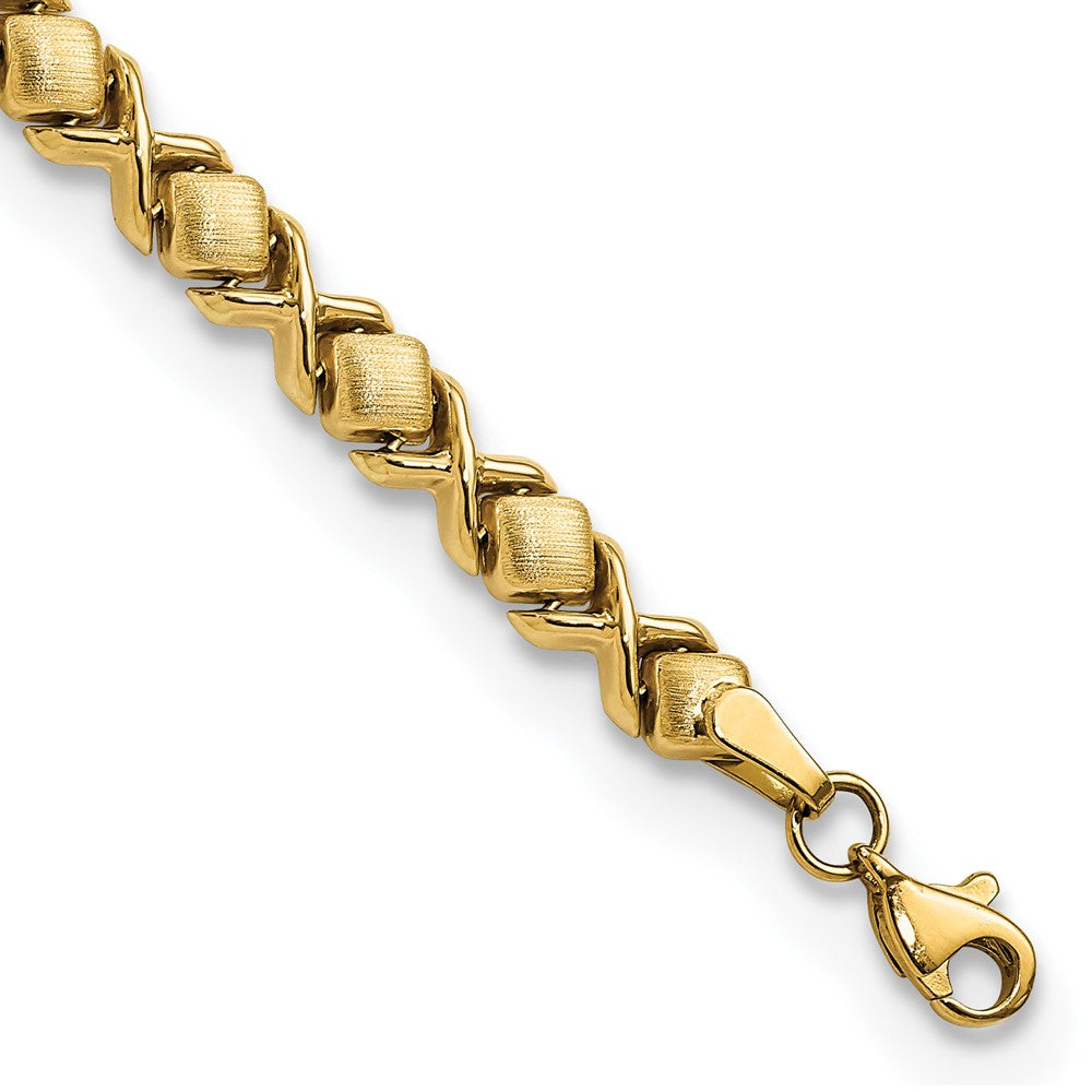 14k Brushed and Polished Stampato 7.5in Bracelet 7.5 inches