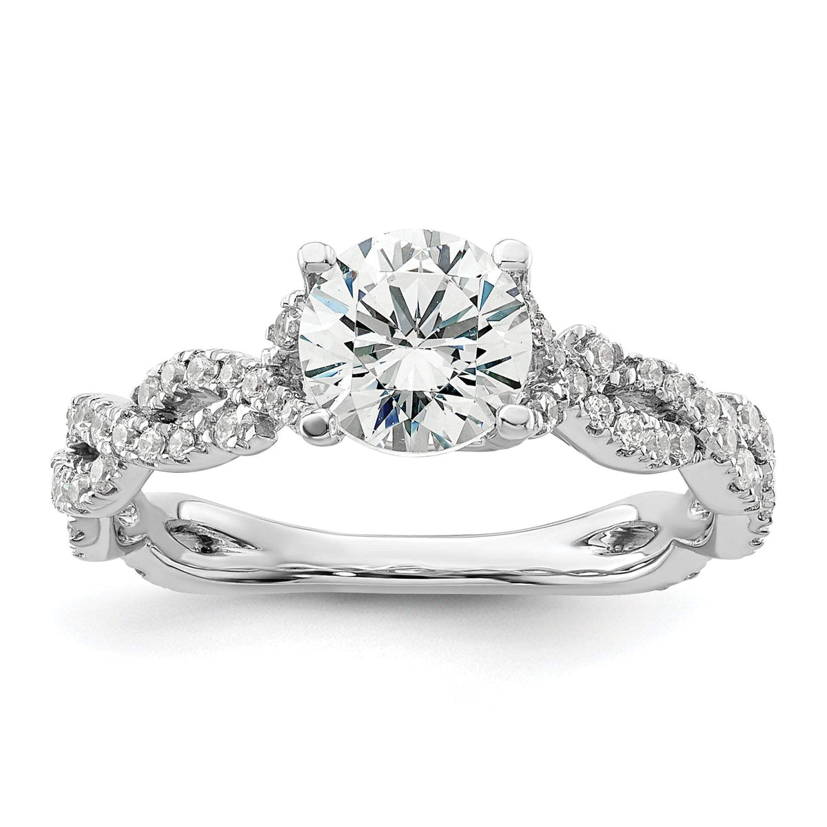 14k White Gold 3/8 carat Lab Grown Diamond VS/SI+ G+ 1 carat Center Semi Mount Engagement Ring