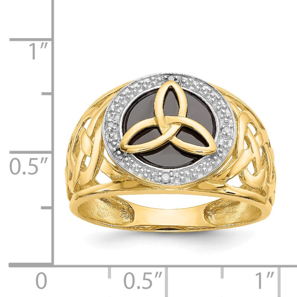14k and Rhodium Onyx Diamond Trinity Ring Size 10