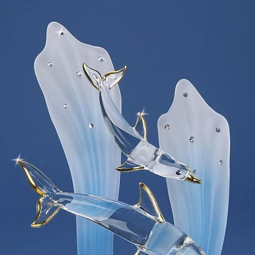 Fashion Dolphin And Baby Glass Figurine (10 X 12.75) Made In China gm19300