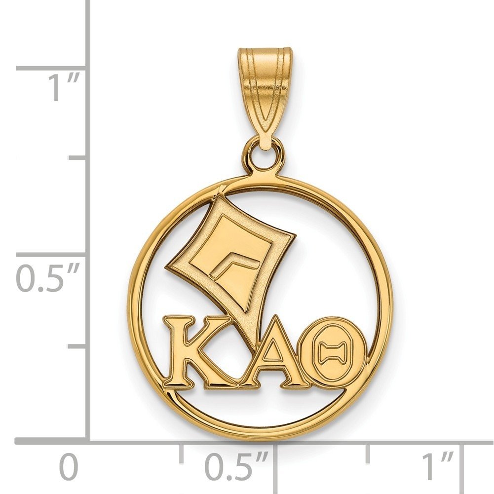 Logoart Sterling Silver Gp Kappa Alpha Theta Medium Circle Pendant