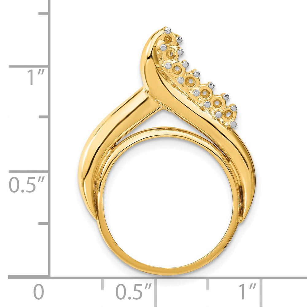 Wideband Distinguished Coin Jewelry 14k Polished Diamond Teardrop 17.8mm Prong Coin Bezel Chain Slide Pendant Mounting